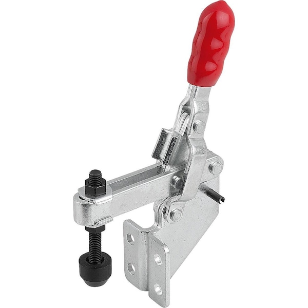 Toggle Clamp Vertical Std, Angled Foot F2=1000, Adj Clamping Spind M05X35, Steel Zinc Plated,